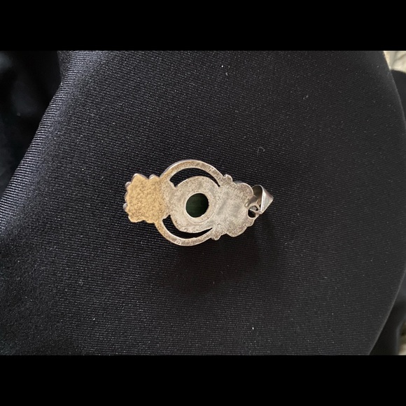 Silver pendant with green turquoise. - Picture 3 of 4